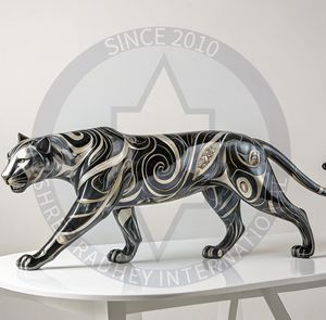 ประติมากรรมตกแต่งโลหะที่เป็นมิตรกับสิ่งแวดล้อมเสือดำสำหรับร้านอาหารโรงแรมและงานเฉลิมฉลองเทศกาลดิวาลี - Product Image 1