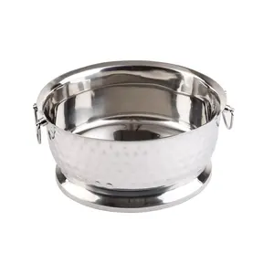 Refroidisseur à vin décoratif moderne de luxe, double anneau, fait à la main, élégant, seau à glace, base sculptée, artisanat en métal écologique - Product Image 2