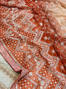 Élégant Fantaisie Pure Georgette Soie Sari Femmes Traditionnel Ethnique Belle Multi-Point Broderie Séquence Travail Vêtements De Mariage - Product Image 6