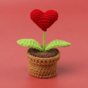 Cross-Border Knitted <b>Wool</b> Heart Potted Plant Artificial Desktop Study Decoration Small Valentine's Day Textile Fabric <b>Craft</b> - Product Image 6