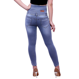 กางเกงยีนส์สีพื้นเข้ารูปสำหรับผู้หญิง,กางเกงเอวกลางสีพื้นแบบลำลองมีกระดุมแบบพอดีตัวสำหรับผู้หญิงจากบังกลาเทศ - Product Image 4