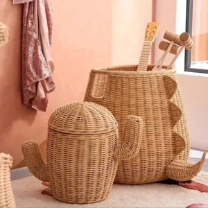 Panier en rotin en forme de dinosaure, paniers de rangement faits à la main, rotin naturel, moderne, multifonctionnel, fabriqué au Vietnam - Product Image 4