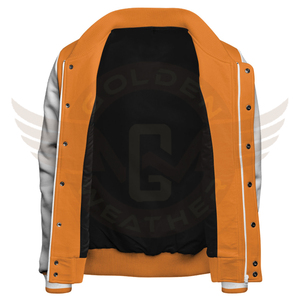 Varsity แจ็คเก็ตผ้าฝ้าย100%,โพลีเอสเตอร์สีทึบปักลาย - Product Image 5