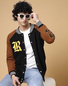 เสื้อแจ็คเก็ต Letterman แบบวินเทจสำหรับผู้ชาย  ผ้าฝ้ายฟลีซพิมพ์ลายสกรีนด้วยผ้าไหม  ออกแบบใหม่  ระบายอากาศได้ดี เป็นมิตรกับสิ่งแวดล้อม เหมาะสำหรับฤดูหนาว - Product Image 6