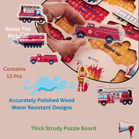 Puzzle de cheville de brigades de pompiers en MDF interactif jouet de bricolage amusant pour les enfants et les tout-petits jeu d'apprentissage éducatif