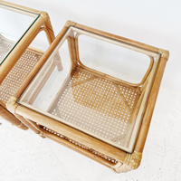 Table console d'angle en rotin naturel tressé réglable de style Mid-Century, bibliothèque, pour salle à manger, extérieur, salon, décoration de luxe pour la maison