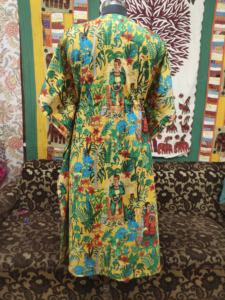 <b>Yellow</b> Floral Print Cotton Kaftan <b>Dress</b> Comfortable Long Maxi Nightwear Block Print Indian Style for Plus Size <b>Maternity</b> Natural - Product Image 4
