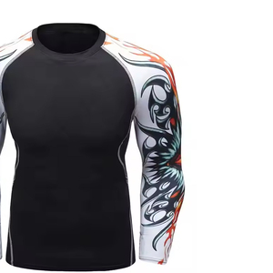 Rash Guards jiu jitsu kimono Sports Custpm New Jiu Jitus BJJ Rash Guard, Mens Bjj No GI MMA Classé Compression à manches complètes - Product Image 5