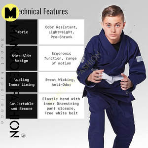 Kimono ligero de BJJ de 300 g/m², tejido perlado, algodón preencogido, para jiu-jitsu brasileño, con logo personalizado, uniforme de entrenamiento de artes marciales. - Product Image 6