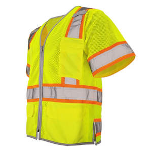 High Visibility Zipper Reflective Security Construction Vest Casual Short Sleeve Multi-Pocket Traffic Road Casual Outer Wear - Product Image 1