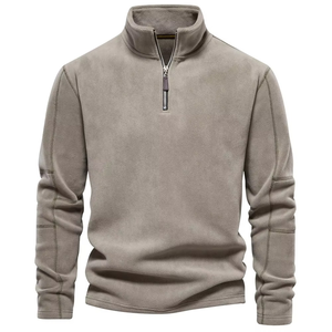 Sweat à capuche décontracté pour hommes de haute qualité haut à col zippé chaud avec fonction anti-rides conception en polyester solide conception chaude - Product Image 3