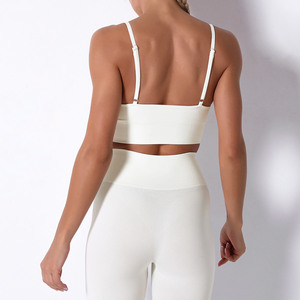 Ensembles de Yoga Fitness femmes sport 2 pièces blanc vêtements de Sport femmes Gym Yoga ensemble ensembles d'entraînement Yoga haut et vêtements de sport costume respirant - Product Image 4
