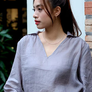 Women'<b>s</b> Elegant Plaid Print Full Sleeve <b>Blouses</b> Lightweight 100% Cotton Linen Rayon Custom Logo Formal Style Ramie Sway - Product Image 1