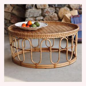 Table basse en rotin naturel et en bois dur de qualité supérieure, intemporelle, chic et fonctionnelle, idéale pour les maisons et les espaces de travail contemporains - Product Image 2