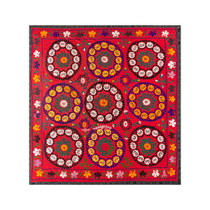 Tapis Jaipur en coton rouge et orange, motif abstrait américain, pour la décoration murale des occasions de mariage - Product Image 1