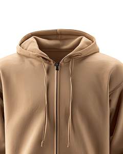 Sweatshirts à capuche zippés et pulls à capuche en coton de couleur unie pour hommes Streetwear décontracté avec poche kangourou pour l'automne et l'hiver - Product Image 5