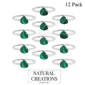 Anillo Apilable Clásico de Plata de Ley 925 con Malaquita Natural de Acabado Brillante, Engaste de Puntas, Certificado por Terceros, de Moda - Product Image 2