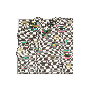 Black and White Silk Twill Square Scarf with Geometric Pattern - Product Image 1