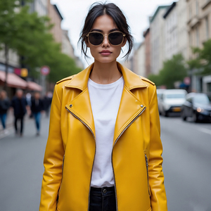 Chaqueta de motocicleta de alta calidad para mujer, abrigo de cuero de piel de vaca, moda informal para mujer, chaqueta y prendas de vestir exteriores de piel de oveja - Product Image 3