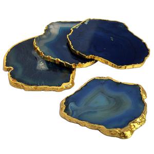 Wholesale European Style <b>Coasters</b> Blue Agate Natural Stone Mats Pad OEM Agate <b>Coaster</b> for Cup Holders - Product Image 3