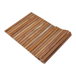 Premium Rectangle Teck et Bois Tapis de Bain String Design pour Salle de Bains - Product Image 4