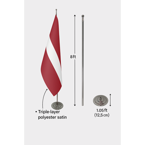 Bandera Personalizada de Poliéster de 3x5 pies con Impresión Digital, Estilo Galón, Diseño Oficial de Letonia para Interiores, Asta de Aluminio y Fibra de Vidrio - Product Image 6