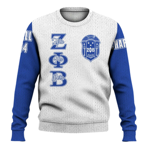 ZPhiB 1920 suéter de punto de hermandad Zeta Phi Beta vida griega azul blanco Chenille parche carta suéter Divine Nine Apparel - Product Image 1