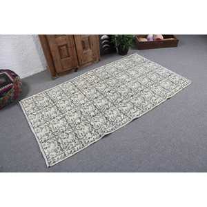 พรมตุรกีวินเทจ ขนาด 3.7x6.5 ฟุต พรมขนสัตว์สีขาวลายอิคัต - Product Image 2