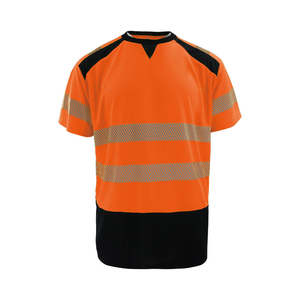 T-shirt de travail personnalisé avec logo, manches courtes, haute visibilité, réfléchissant, en polyester, vêtements de travail - Product Image 6