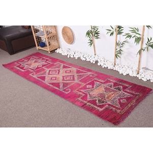 Tapis Vintage Turc Écologique Latex Support Bohème Rose et Orange Laine 9x12 Rectangle Patchwork Design pour Salle à Manger-Nouveau - Product Image 1