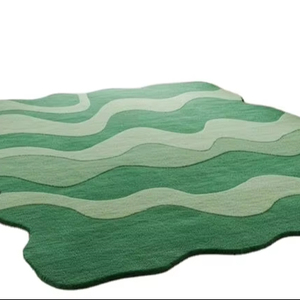 พรมขนแกะทำด้วยมือคุณภาพสูงพรมปูพื้นสไตล์โมเดิร์นลายคลื่นสีเขียวแบบร่วมสมัยสำหรับห้องนั่งเล่นและห้องนอน - Product Image 3