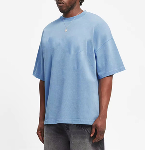 T-shirt surdimensionné 100% coton pour homme | T-shirt Streetwear à épaules tombantes vierge de haute qualité avec col côtelé et conception de logo personnalisé - Product Image 1