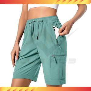 Pantalones cortos de Yoga atléticos para exteriores para mujer, de cintura alta, transpirables, ligeros, de secado rápido, deportivos, informales, con bolsillos y cremallera - Product Image 3