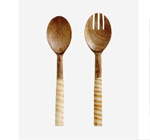 Juego de 2 Servidores de Acacia Modelo Más Reciente, Ecológicos, Aptos para Lavavajillas, Utensilios para Ensalada, Cocina Casera, Hechos en India - Product Image 5