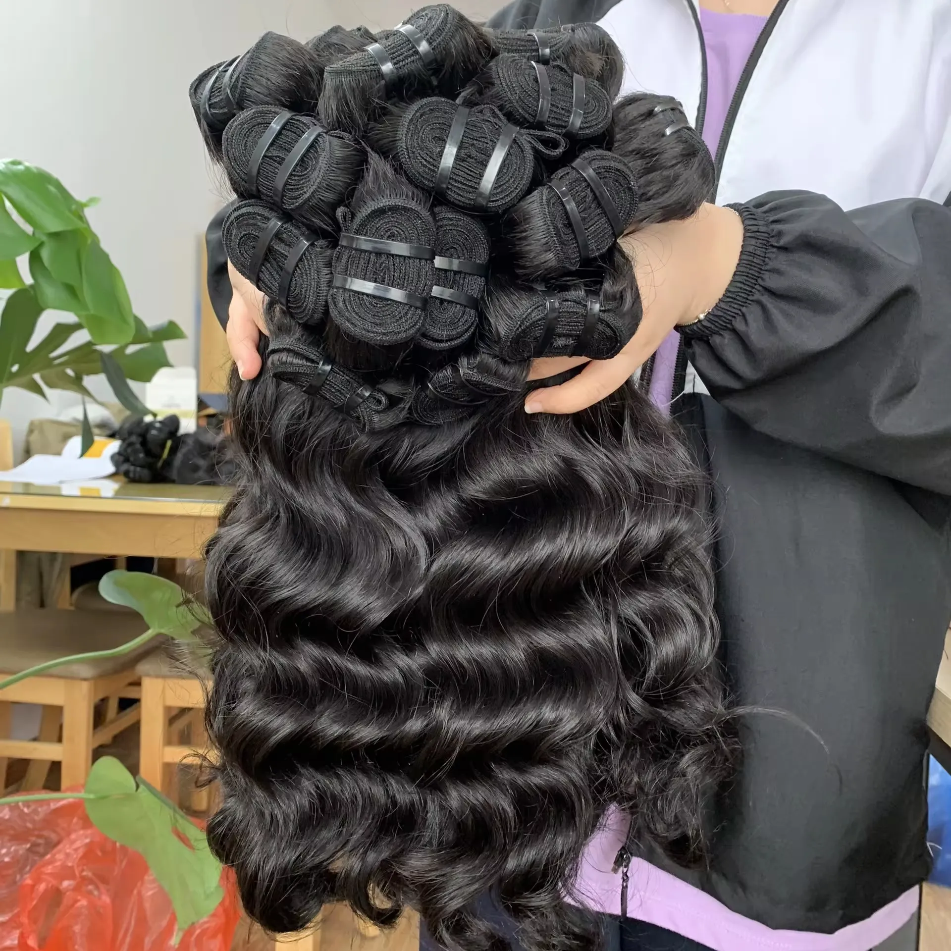 Từ Việt Nam tóc 100% chưa qua chế biến Trinh gốc tự nhiên thẳng con người tóc dệt mở rộng