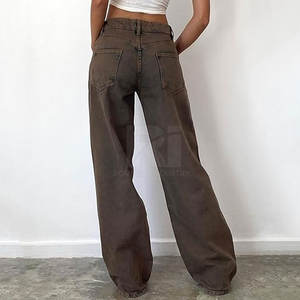 กางเกงทรงหลวมสำหรับผู้หญิงกางเกงทรงหลวมพิมพ์โลโก้ตามสั่งสีพื้นดีไซน์ล่าสุด - Product Image 4