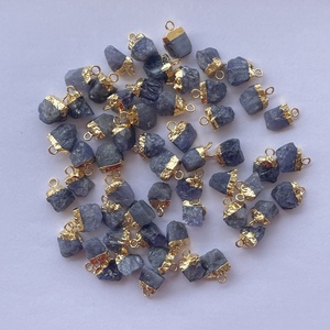 Piedra en bruto de tanzanita Natural, colgante de conector bonito para mujer, joyería de galvanoplastia de oro y plata de ley 925 - Product Image 3