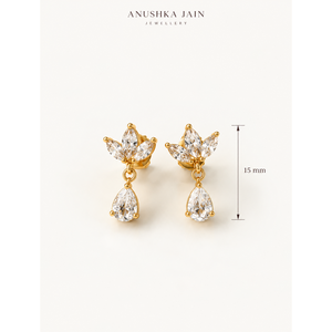 ต่างหูมุกทรงหยดน้ำลายดอกบัว-เครื่องประดับแฟชั่นสำหรับผู้หญิง - Product Image 5