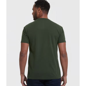 Camiseta clásica de cuello redondo relajado y cómodo para hombre, traje deportivo básico de oliva oscuro, camiseta de tacto suave para hombre - Product Image 4