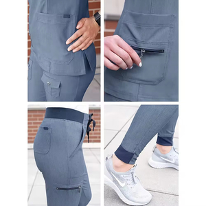 Uniformes Quirúrgicos Azules con Cuello en V, Estilo Nuevo, 100% Algodón, Conjuntos de Uniformes Médicos, Servicio OEM, Venta al Por Mayor - Product Image 5