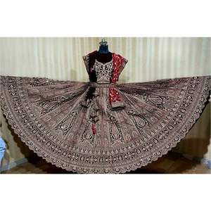 Modern Full Flair Double Can Handwork Embellishments Bridal Lehenga Choli Wedding Party Wear Summer Winter Floor-Length <b>Net</b> - Product Image 1