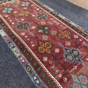 Tapis vintage, tapis de sol de 5,7 x 12,1 pieds, tapis en laine Kilim arc-en-ciel - Product Image 3