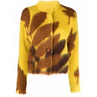 Pull en mohair pour femme en coton de dernière génération, doux et chaud, tricoté, haut d'hiver, bouton devant, pull en mohair de rue pour femme