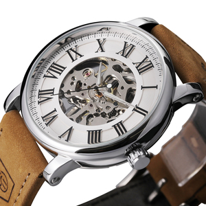 <span class=keywords><strong>MONTRE</strong></span> HOMME GAGNANT Chiffres romains Boîtier <span class=keywords><strong>en</strong></span> <span class=keywords><strong>or</strong></span> rose Bracelet <span class=keywords><strong>en</strong></span> cuir marron noir Usine Squelette Sans Logo Montres mécaniques automatiques - Product Image 6