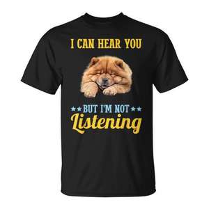 Camiseta para perros Chow Chow, camiseta promocional con la frase 'Puedo oírtelo pero no te estoy escuchando' - Product Image 1