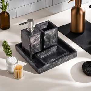 Elegante juego de baño de resina acrílica hecho a mano con durabilidad elegante decoración vibrante para su hogar único y portátil - Product Image 1