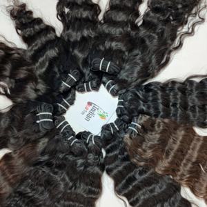 Pas cher 100% Couleur Naturelle Noir Bundle Kinky Silky wave Deep Wave Remy Extensions de Cheveux Humains Indiens pour Femmes - Product Image 3