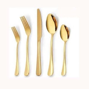 Ustensiles de cuisine occidentaux haut de gamme Designer cuillère couteau et fourchette ensemble de couverts plaqué or manche en bois rectangulaire pour les mariages - Product Image 6