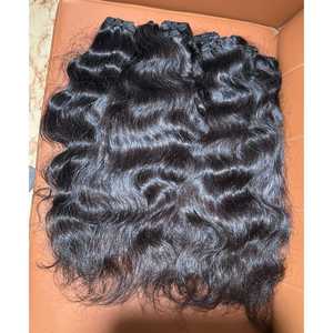 100% Material de encaje de donante de templo indio crudo-Cutículas vírgenes HD alineadas Paquete de pelo ondulado natural de trama doble sin procesar 30 pulgadas - Product Image 1