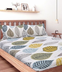 Sábanas _ Sábana de cama suave de gran calidad para el hogar 100% algodón Sábanas ajustadas King con 2 fundas de almohada Algodón, - Product Image 1